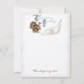 Carte postale vintage Thanksgiving Turquie Invitat (Dos)