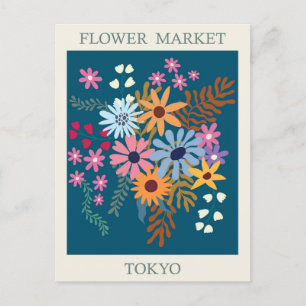 Carte Postale Vintage Tokyo Japon Flower Market Travel