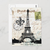 Carte postale vintage Tour Eiffel (Devant / Derrière)