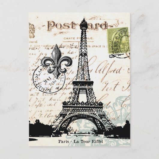 Carte postale vintage Tour Eiffel (Devant)