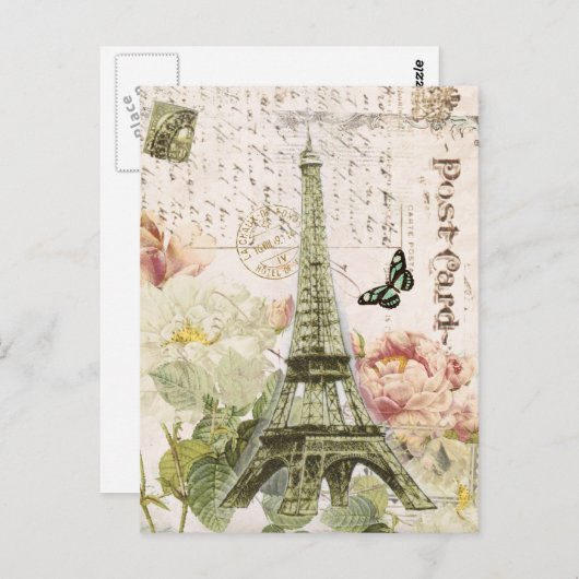 Carte postale vintage Tour Eiffel (Devant / Derrière)