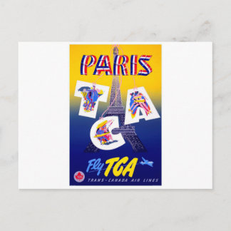 Carte Postale Vintage Tour Eiffel Paris Air Travel Publicité