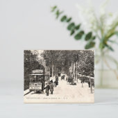 Carte postale vintage, Tramway à Fontainbleau (Debout devant)
