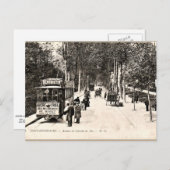 Carte postale vintage, Tramway à Fontainbleau (Devant / Derrière)