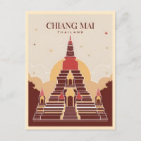 Vintage Travel Chiang Mai Thaïlande Vector Graphis