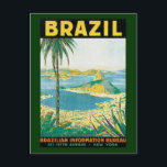 Carte Postale Vintage Travel Rio de Janeiro Brazil Coastal Beach<br><div class="desc">Vintage illustration Travel Poster from the Brazilian Information Bureau featuring a view of Rio de Janeiro,  Brazil with Guanabara Bay. the coast with beautiful beaches and Sugar Loaf Mountain.</div>