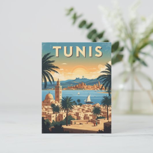 Carte Postale Vintage Tunis Tunisie (Debout devant)