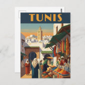 Carte Postale Vintage Tunis Tunisie (Devant / Derrière)