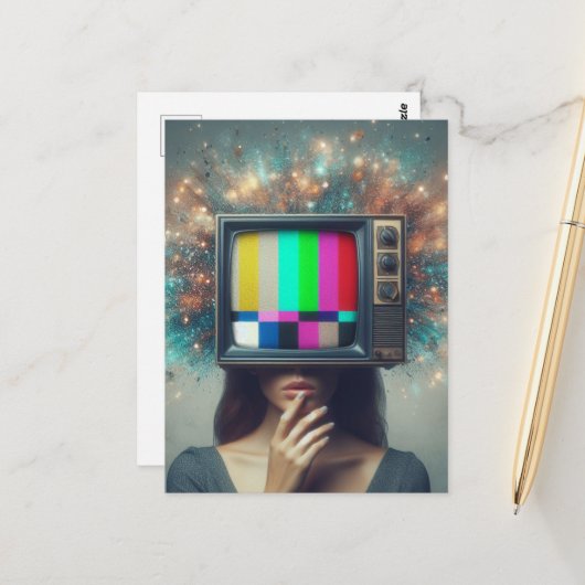 Carte Postale Vintage TV Femme Lance L'Esprit (Devant/Arrière en situation)