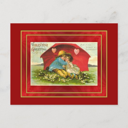 Carte postale vintage Umbrella Love Valentine (Devant)
