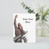 Carte postale vintage USN Sailor Shout Out (Debout devant)