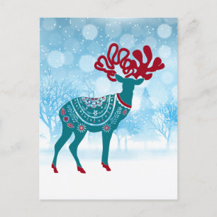 Carte Postale Vintage Vacances hiver Oie scandinave