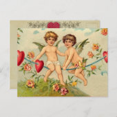 Carte postale vintage Valentine Angels (Devant / Derrière)