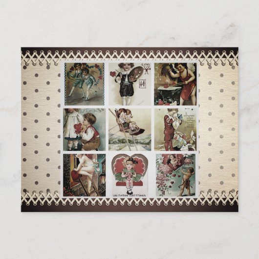 CARTE POSTALE VINTAGE VALENTINE COLLAGE (Devant)