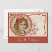Carte postale Vintage Valentine Girl (Devant / Derrière)