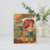 Carte postale vintage Valentine livrant l'amour (Debout devant)