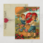 Carte postale vintage Valentine livrant l'amour (Devant / Derrière)