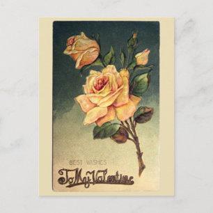 Carte postale Vintage Valentine Yellow Roses