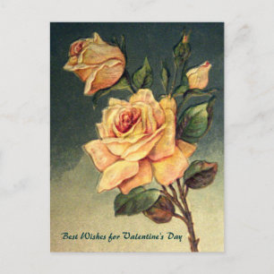 Carte postale Vintage Valentine Yellow Roses
