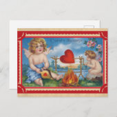 Carte Postale Vintage Valentines Jour Message Cupidé (Devant / Derrière)