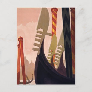 Carte Postale Vintage Venezia Gondolas