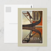 Carte Postale Vintage Venise Italie poster gondole (Devant / Derrière)