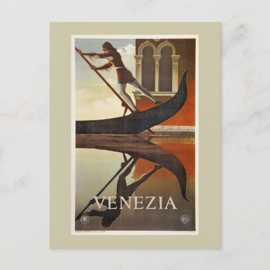 Carte Postale Vintage Venise Italie poster gondole (Devant)