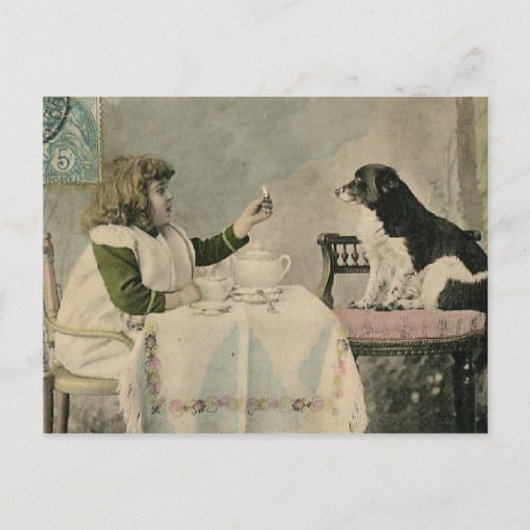 Carte postale vintage Victorian Girl Tea Party (Devant)
