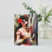 Carte postale vintage Victorian Lady Vanity Skull (Debout devant)