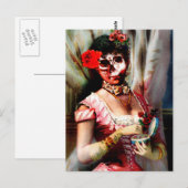 Carte postale vintage Victorian Lady Vanity Skull (Devant / Derrière)