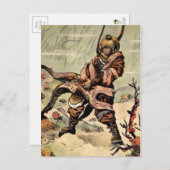 Carte Postale Vintage Victorian Octopus Diver Fight (Devant / Derrière)
