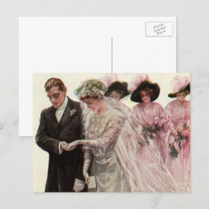 Carte Postale Vintage Victorian Wedding Ceremony Bride and Groom