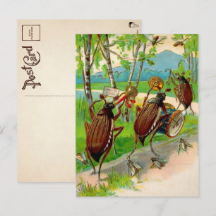 Carte postale vintage victorienne de bugs en march
