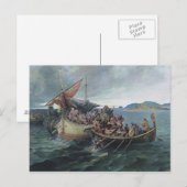 Carte Postale Vintage Viking Naval Battle Artwork (Devant / Derrière)