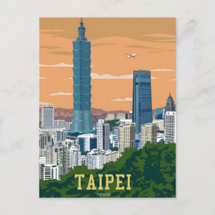 Carte Postale Vintage ville de voyage New Taipei City Taiwan rét
