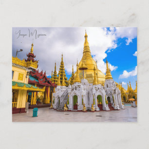 Carte Postale Vintage ville de voyage Yangon Myanmar Bouddhisme