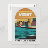 Carte postale vintage Visby City Wall - Retro Swed (Devant / Derrière)