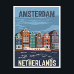 Carte Postale Vintage voyage amsterdam Holland Pays-Bas retro<br><div class="desc">amsterdam,  vintage amsterdam,  hollande vintage,  Pays-Bas,  néerlandais,  voyage vintage,  publicité de voyage,  tourisme,  europe,  rétro, </div>