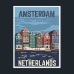 Carte Postale Vintage voyage amsterdam Holland Pays-Bas retro<br><div class="desc">amsterdam,  vintage amsterdam,  hollande vintage,  Pays-Bas,  néerlandais,  voyage vintage,  publicité de voyage,  tourisme,  europe,  rétro, </div>