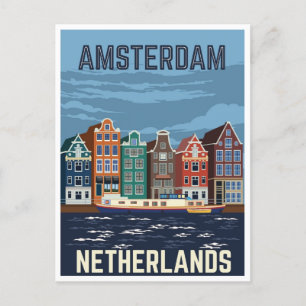 Carte Postale Vintage voyage amsterdam Holland Pays-Bas retro