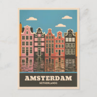 Vintage voyage Amsterdam Pays-Bas Canal Maisons