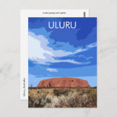 Carte postale Vintage voyage Art Uluru Australie (Devant / Derrière)