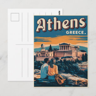 Carte Postale vintage Voyage Athènes capitale de la Grèce cadeau