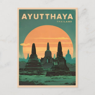 Carte Postale Vintage voyage Ayutthaya Thaïlande Retro Pittoresq