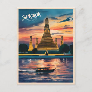 Carte Postale Vintage voyage Bangkok Thaïlande Sunset Paysage