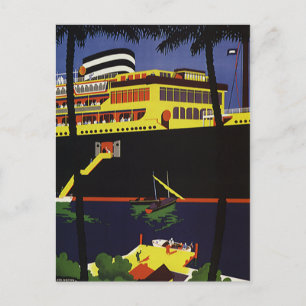 Carte Postale Vintage voyage, bateau de croisière Art déco à Por