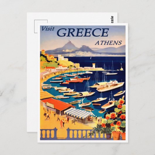 Carte postale Vintage voyage d'Athènes, Grèce (Devant / Derrière)