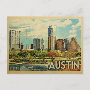 Carte Postale Vintage voyage d'Austin Texas