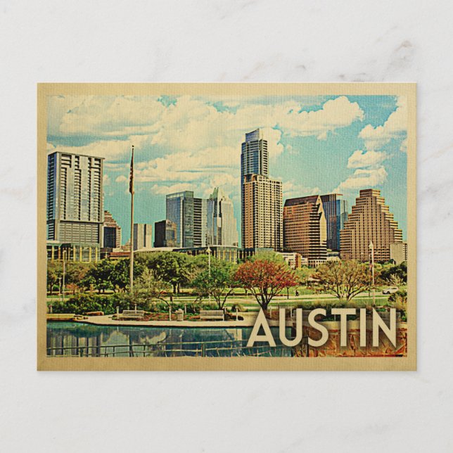 Carte Postale Vintage voyage d'Austin Texas (Devant)