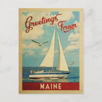 Vintage voyage de bateau à voile Maine Postcard